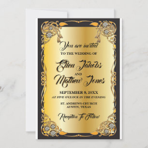 Black and Gold Wedding Invitation
