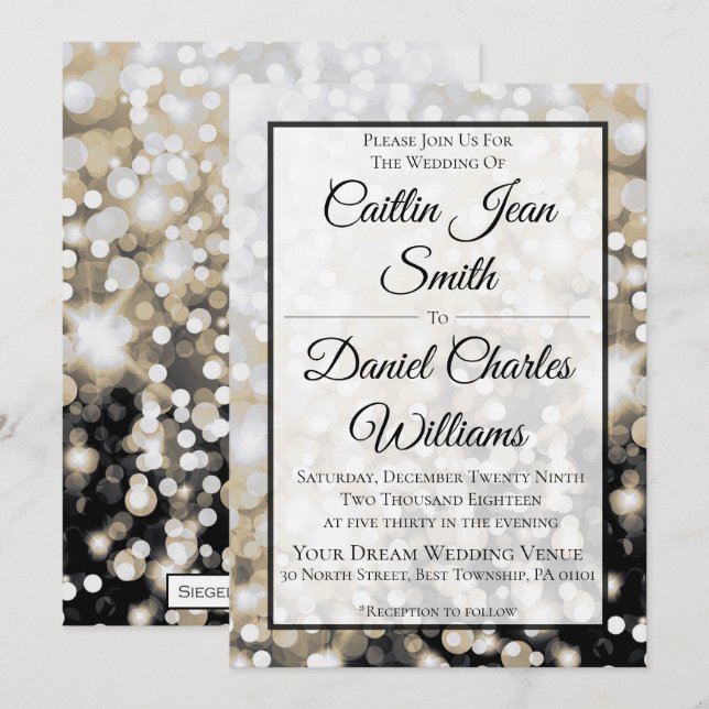 Black and Gold Wedding Invitation (Front/Back)