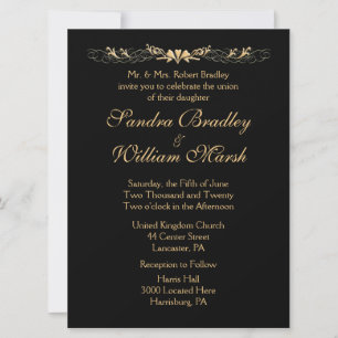 Black and Gold Wedding Invitation