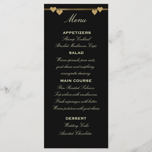 Black and Gold Wedding Menu Template (Front)