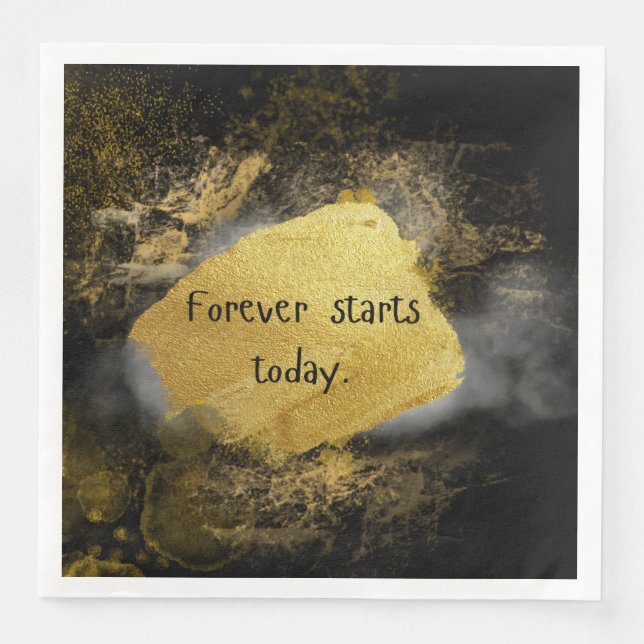 Black and gold wedding napkin (Front)