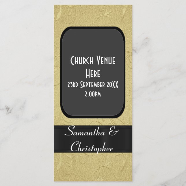 Black and gold wedding program (Front)