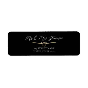 Black and Gold Wedding Return Address Return Address Label