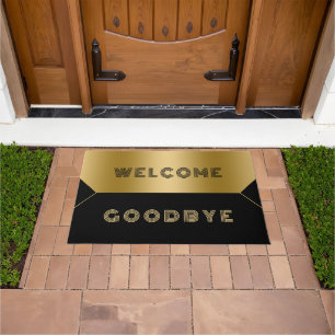 Black and gold wellcome Goodbye Doormat