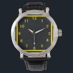 Black and Gold What a Steel Watch<br><div class="desc">You'll love this handsome watch with a black and yellow-gold face and yellow numbers.</div>