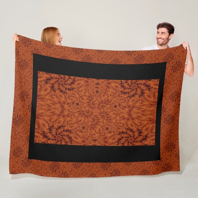 Black and Gold Wildflowers 17 Fleece Blanket (In Situ)