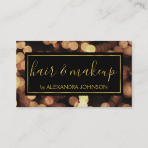 Black and Gold with Bokeh Lights Modern Business Card