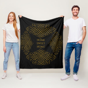 Black and Gold with custom message Fleece Blanket