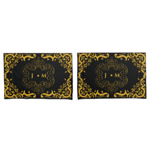 Black and Gold with custom message Pillowcase