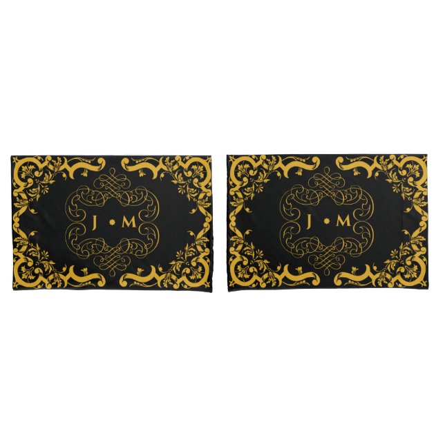 Black and Gold with custom message Pillowcase (Front-Set)