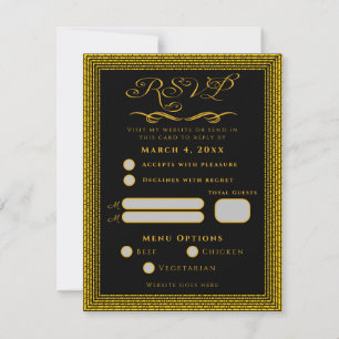 Black and Gold with decorative elements RSVP Card