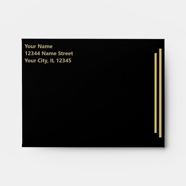 Black and Gold with Lined Red Liner - Custom Envelope (Front)