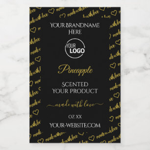 Black and Gold Word Cloud Product Labels with Logo