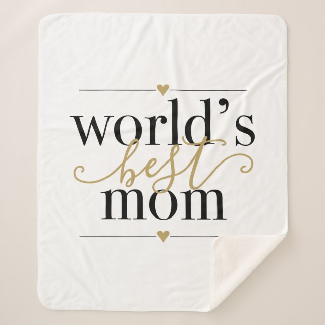 Black and Gold Worlds Best Mum Elegant  Sherpa Blanket (Front)