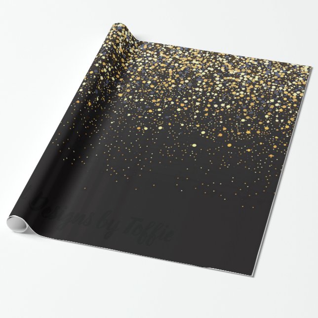 Black and Gold Wrapping Paper (Unrolled)