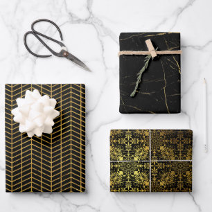 Black and Gold Wrapping Paper Sheet