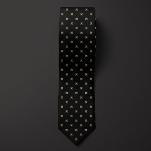 Black and Gold Wrench Pattern Tie