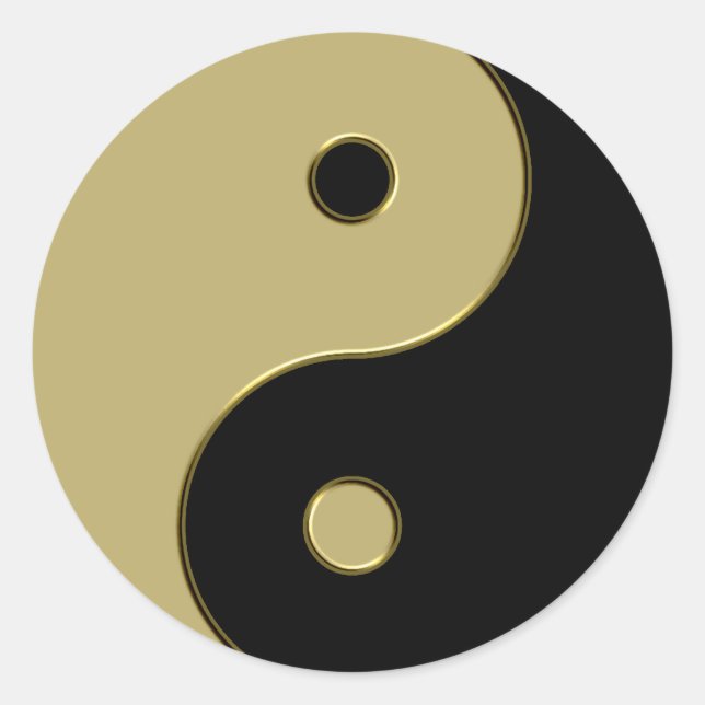 black and gold yin yang classic round sticker (Front)
