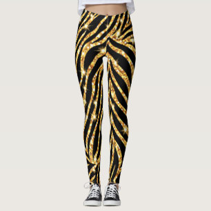 Black and Gold Zebra Print Leggings