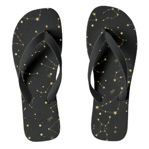 Black and Gold Zodiac Constellations Thongs