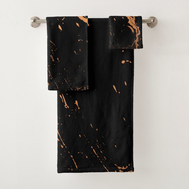 Black and Golden Abstract Bath Towel Set (Insitu)