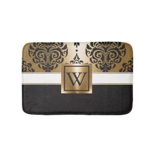 Black and Golden Arabesc Bath Mat