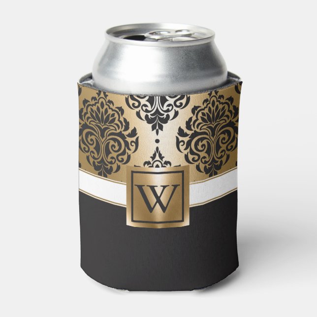 Black and Golden Arabesc Can Cooler (Can Front)