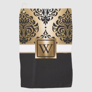 Black and Golden Arabesc Golf Towel