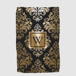 Black and Golden Arabesc Golf Towel