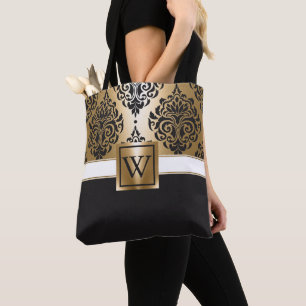 Black and Golden Arabesc Tote Bag
