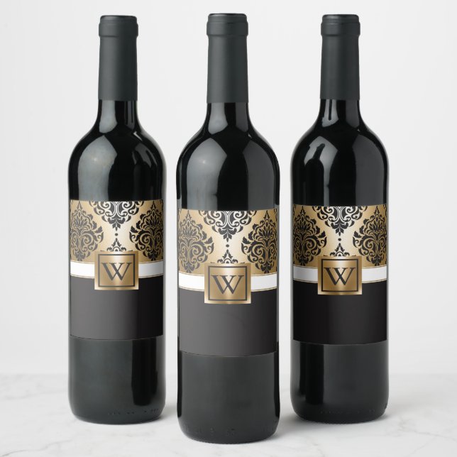 Black and Golden Arabesc Wine Label (Bottles)
