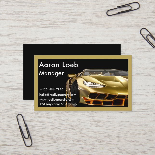 Black and Golden Automotive Business Card (Front/Back In Situ)