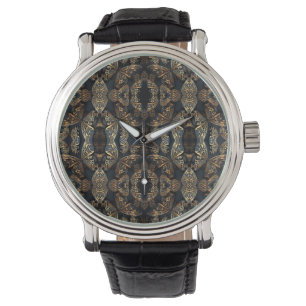 Black and Golden Butterfly Seamless Pattren Watch