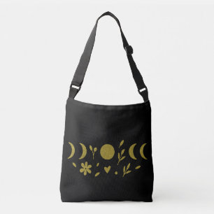 Black and Golden Floral Boho Crossbody Bag