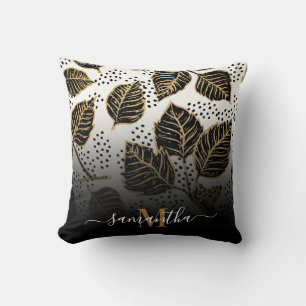 Black and Golden Floral Cushion