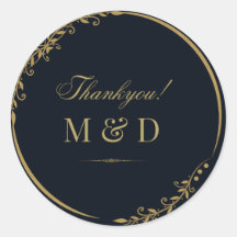 Black and golden floral minimal chic thankyou