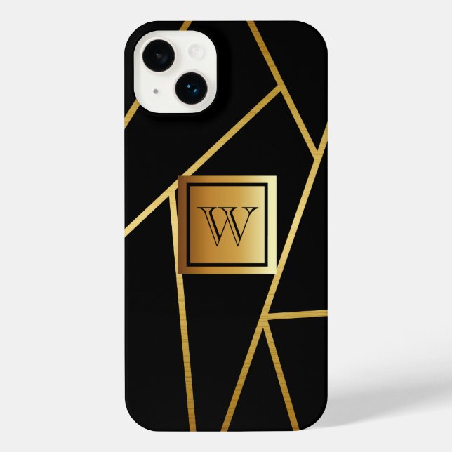 Black and Golden Geometric iPhone Case (Back)