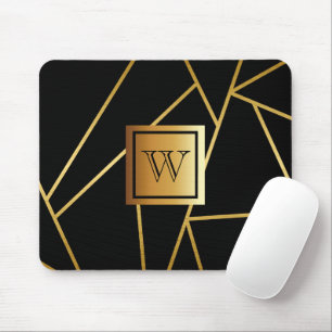 Black and Golden Geometric Mouse Pad