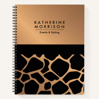 Black and Golden Giraffe Print Notebook