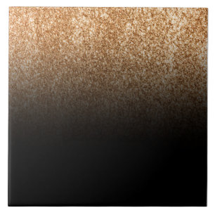 Black and Golden Glitter Monogram Ceramic Tile