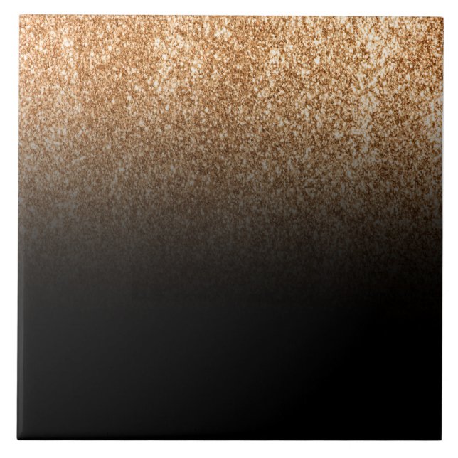 Black and Golden Glitter Monogram Ceramic Tile (Front)