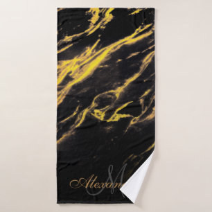 Black and Golden Granite Bath Towel Set