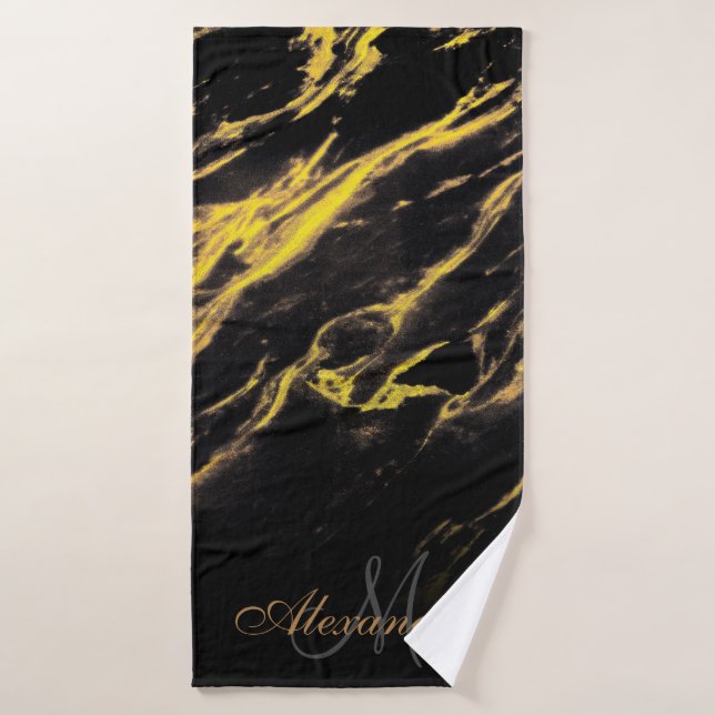 Black and Golden Granite Bath Towel Set (Bath Towel)