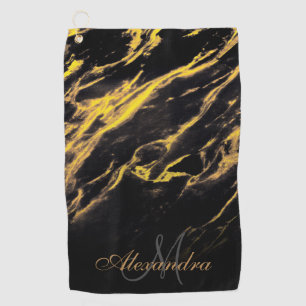 Black and Golden Granite Golf Towel