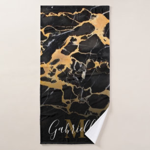Black and Golden Marble Bath Towel