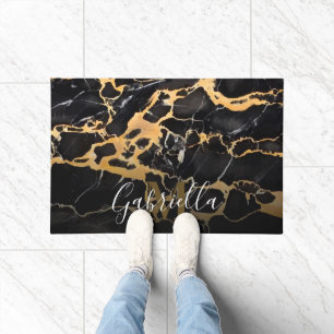 Black and Golden Marble Doormat