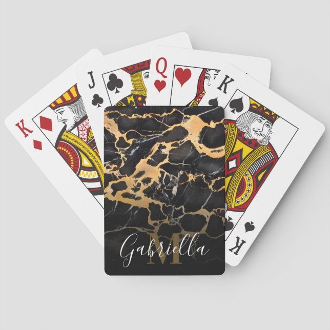 Black and Golden Marble Playing Cards (Back)