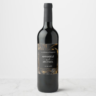 Black and Golden Marble Wine Label