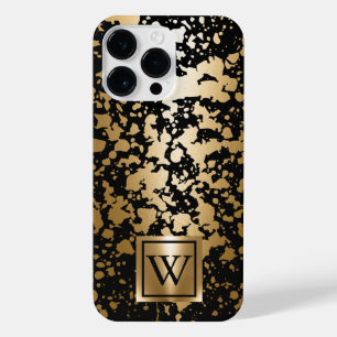 Black and Golden Metallic Brush iPhone 14 Pro Max Case