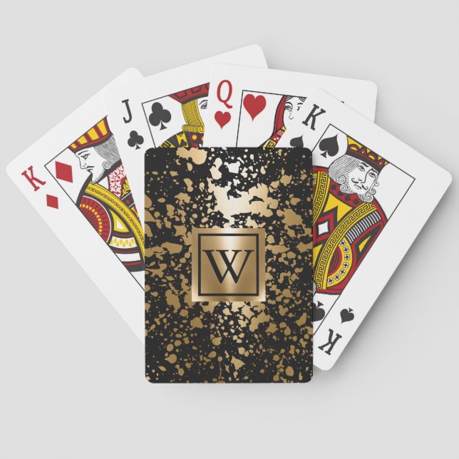 Black and Golden Metallic Brush Playing Cards (Back)